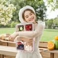 thumbnail image 6 of Lomyolo Portable Snackle Box Container Divided Serving Tray with Lid and Handle Clear Travel Organizer 8 Compartment Snackle Box Adults, Snack Box Container - Fruit, Vegetable, Candy-Pink, 6 of 7