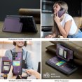 thumbnail image 4 of Mantto Case for Samsung Galaxy S22 Ultra with Card Holder, Retro PU Leather RFID Blocking Credit Card Slots Double Magnetic Clasp Flip Kickstand Shockproof Phone Cover for Galaxy S22 Ultra,Purple, 4 of 9