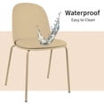 thumbnail image 6 of Set of 2 Stackable Dining Kitchen Chairs Plastic Armless Side with Back Curved Round Shape Chrome Metal Legs Indoor Outdoor Patio, Beige, 6 of 11
