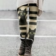thumbnail image 5 of Bibifish Women's Leggings Black Cat Striped Pattern High Waisted Pants Stretch Slim Fit Casual Wear Cute Streetwear Y2k Pants, 5 of 5