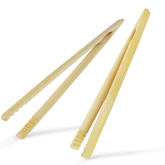 2 Pieces Natural Bamboo Toast Tongs, bamboo tongs,10.2 Inches Long Tongs with Anti-slip Design,for Toaster,Fruits, Bread & Pickles, Kitchen Utensil, Salad, Pasta, Grilling, BBQ