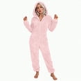 thumbnail image 5 of Towmus Womens Sherpa Jumpsuit Fuzzy Pajamas Long Sleeve Adult Onesie Pajamas for Women Zipper Hooded Plush Sleepwear Loungewear with Pockets, 5 of 8