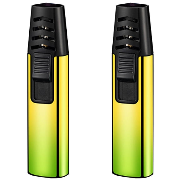Encendedor Antorcha Portatil ColorTorchGreen 2 Pzas Verde/Amarillo Recargable Metal Gas Butano.