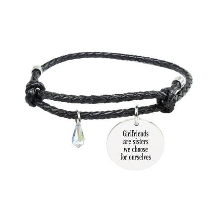 Leather Inspirational Bracelet with Crystal from Precision Cut Crystal - Silver