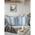 thumbnail image 3 of Outdoor Pillows Waterproof, Blue Gray Stripes Bedding Throw Pillows with Insert for Couch Sofa Bed, Contemporary Minimalist Abstract Lines 18x18 Inch Pillowcases Decorative Patio Pillow Set of 1, 3 of 8
