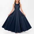 thumbnail image 5 of Virmaxy 3-13 Years Solid Color Satin Sleeveless Floor Length Formal Dress High Waist A Line Gown for Piano Recital Choir Wedding Party, 5 of 7