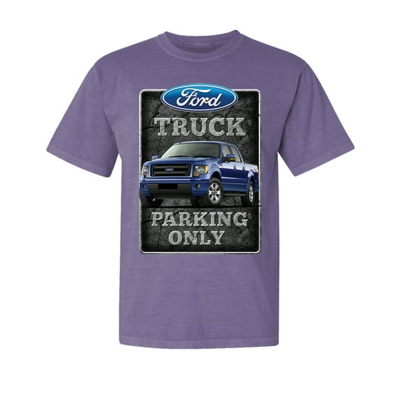Wild Bobby, Ford Truck Parking Only Sign Gift for Owners of Ford Trucks, Cars and Trucks, Garment-Dyed Washed Look Short Sleeve Tees, Purple, 2XL