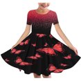 thumbnail image 2 of QIPOPIQ Robe d'Été pour Fille Art Van Gogh Impression 3D Col Rond Manches Courtes T-Shirt Robe Évasée Liquidation, 2 of 5