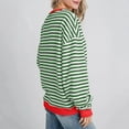 thumbnail image 3 of Womens Oversized Striped Sweatshirt Crewneck Long Sleeve Pullover Top Casual Y2K Fall Clothes 2025 Workout Shirt 06-Green XXL, 3 of 3