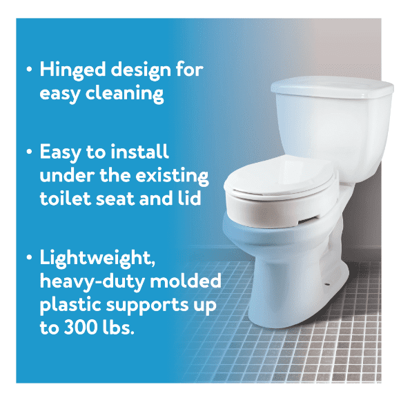 Carex Elongated Raised Toliet Seat, 3 1/2" Height, White, 300 lb Weight Capacity