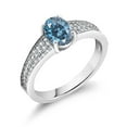 thumbnail image 2 of Gem Stone King 925 Sterling Silver Persian Blue Moissanite Engagement Ring for Women (1.86 Cttw, Oval 8X6MM, Gemstone Birthstone, Size 7), 2 of 4