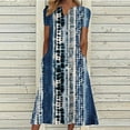 thumbnail image 1 of SMihono Robe d'Été Bohème pour Femmes Grande Taille Mode Décontractée d'Été avec Poches Manches Courtes Imprimée Col en V, 1 of 4