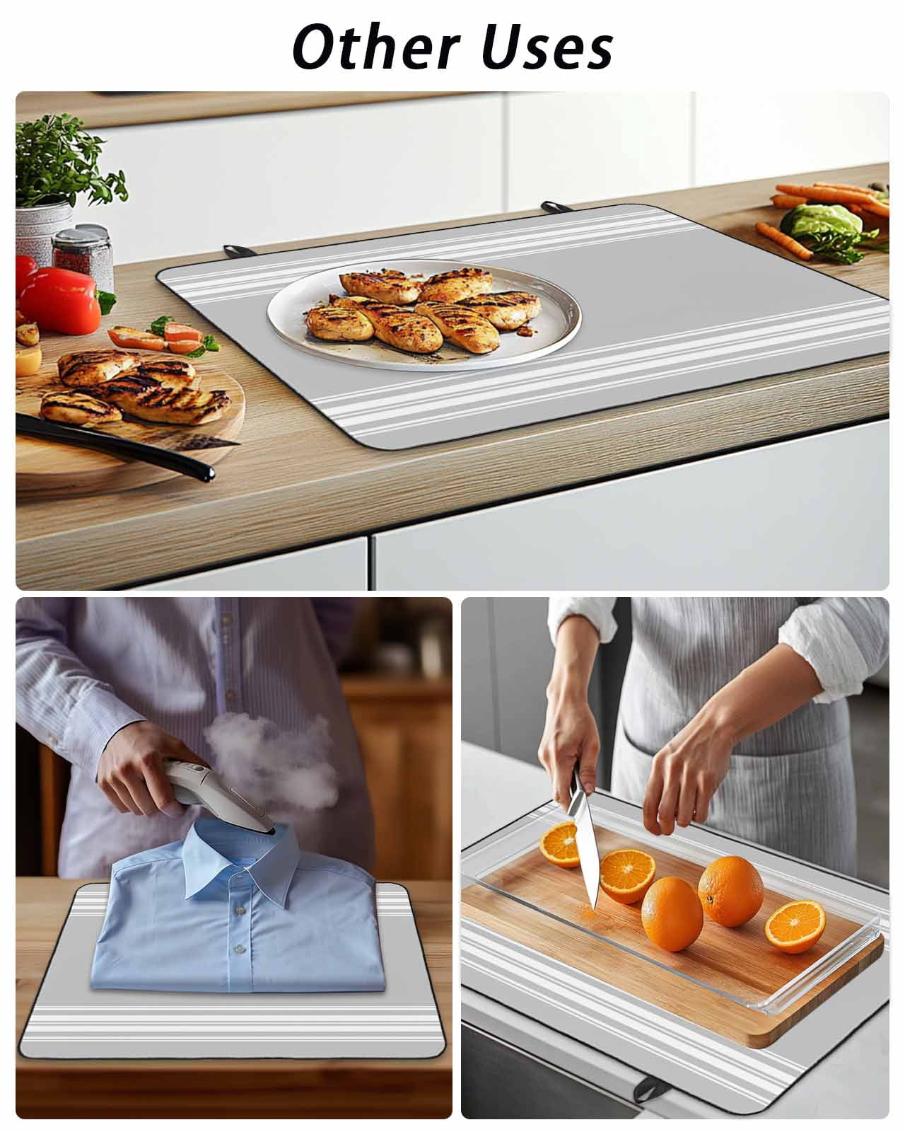 Stove Top Covers for Electric Stove, Grey Striped Glass Stovetop Cover Protector, Luxurious White Stripes Modern Abstract Art Induction Cooktop Protector Oven Mat for Kitchen Countertop 36"x21"