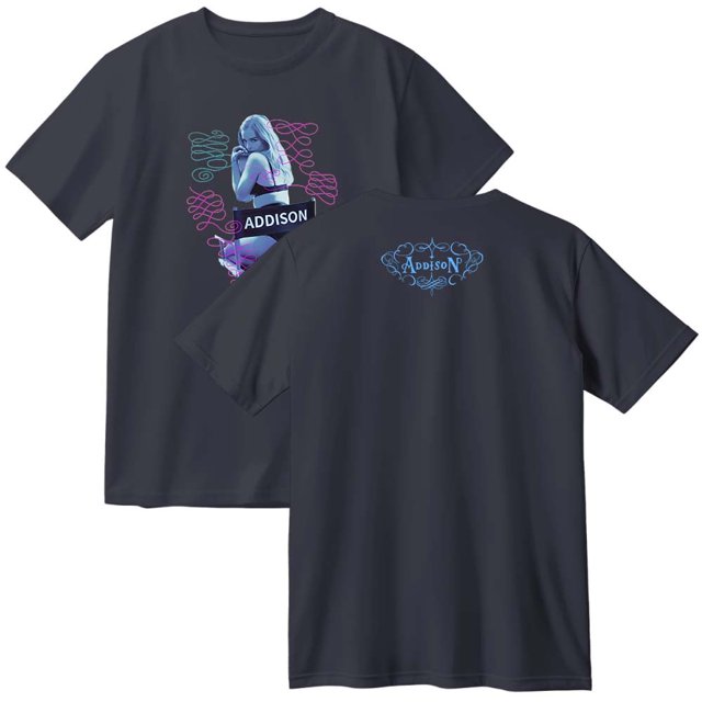 Addison Rae Album The Addison Tour 2025 Merch Cotton T-Shirt Women Men Casual Crewneck Short Sleeve Tee,S,Grey