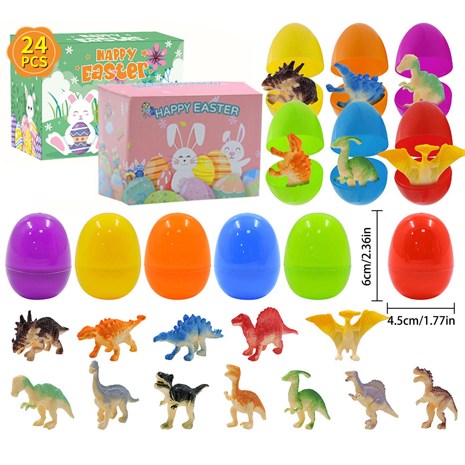 12/16/20/24Pack Prefilled Easter Eggs with Toys,Colorful Bright Colorful Prefilled Eggs with Funny Toys,Cute Easter Gifts BasketStuffers Easter Egg Fillers for EggHunting PartyFavors