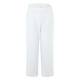thumbnail image 3 of BJUTIR Pants For Women Solid Color Cotton And Linen Loose Casual Wide Leg Cropped Trousers, 3 of 8