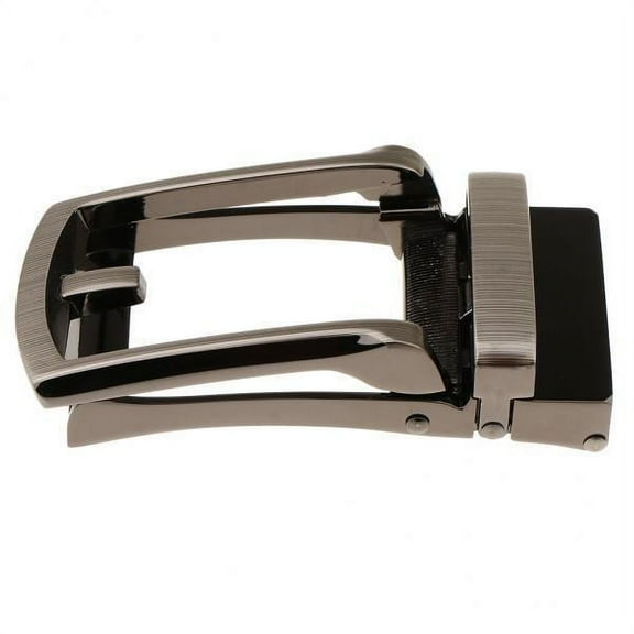 2x Automatic Ratchet Belt Buckle for Men Leather Belt Repair & Making Accessories - Gray/Black - Shiny Polished, smooth