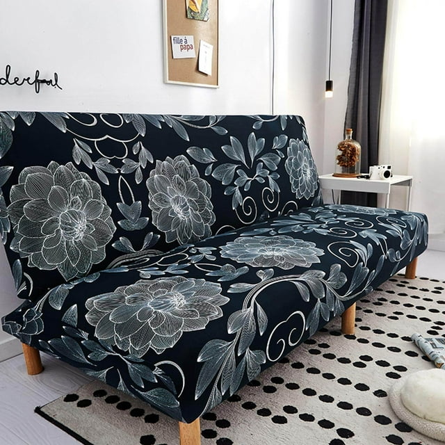 Housse de Canapé Extensible Ajustée en Polyester Housse de Canapé 3 Places en Spandex Lavable Housse de Canapé Sans Accoudoirs A