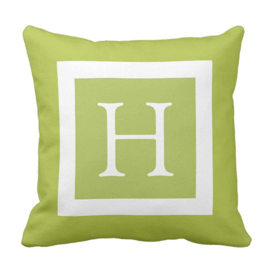 ARTJIA Cute Throw Green White Custom Monogram Modern Pillowcase Cover