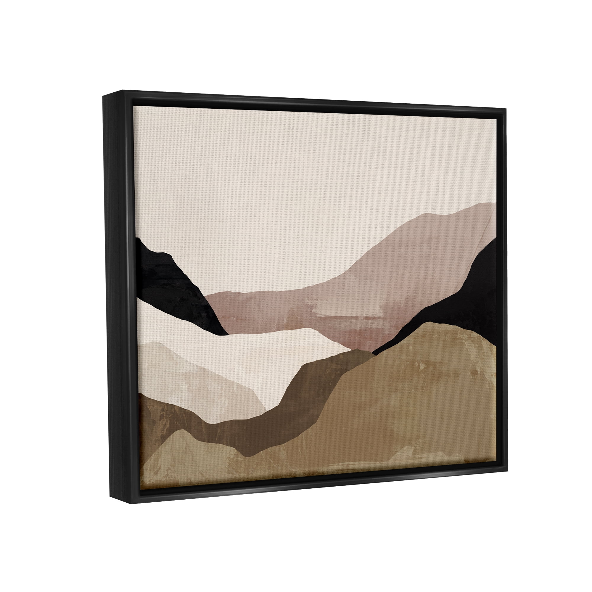 Stupell Industries Layered Desert Mountain Peaks Abstract Painting Black Floater Framed Canvas Art Print Wall Art, 21 x 17
