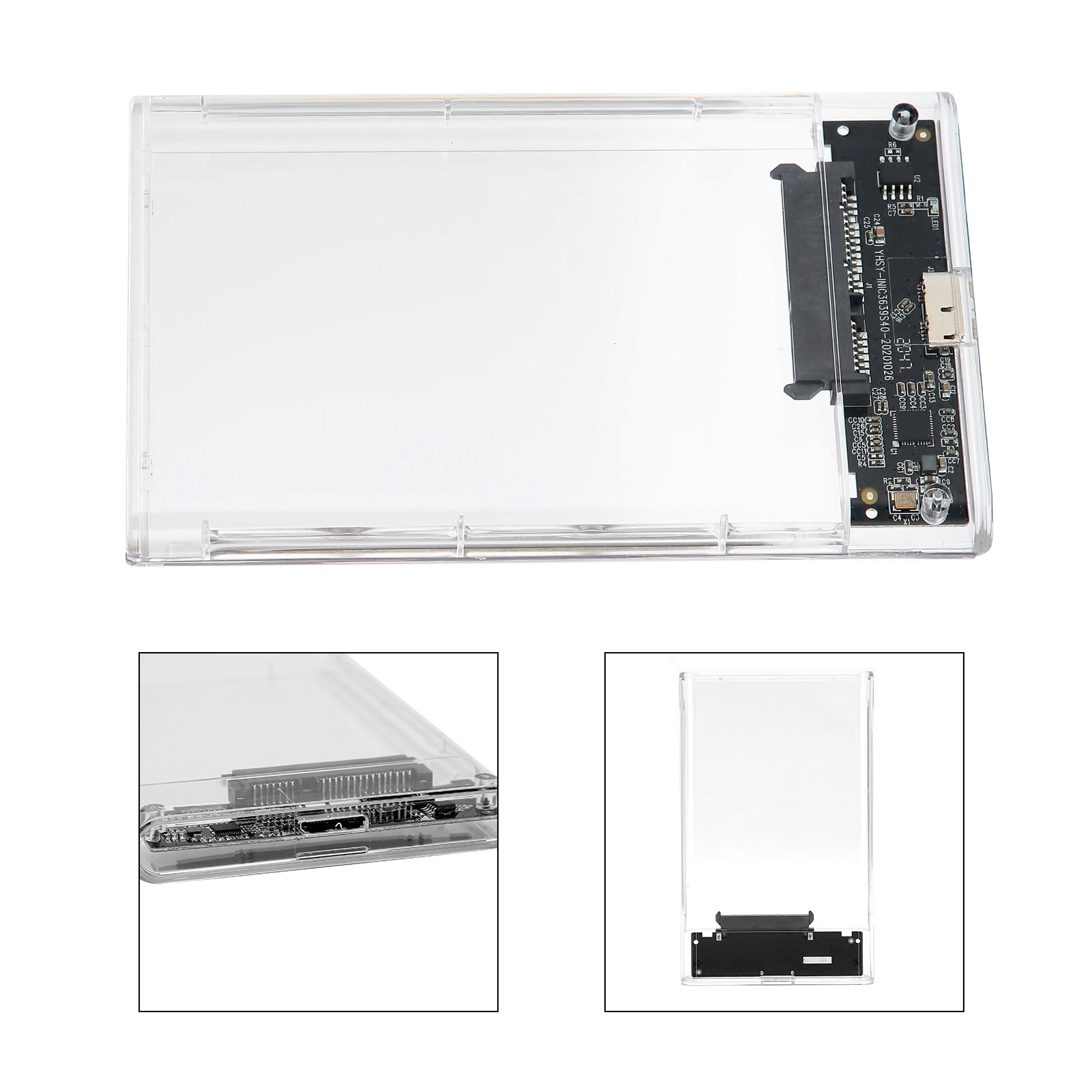 Domqga 2.5inch USB3.0 Clear Hard Drive Disk HDD SSD Enclosure External Laptop Case