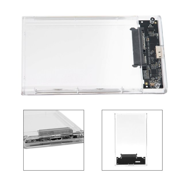 Domqga 2.5inch USB3.0 Clear Hard Drive Disk HDD SSD Enclosure External Laptop Case