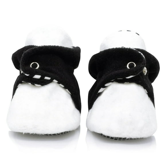 Anti-Slip Sole, Fleece Baby Booties, Newborn Home Booties, Sweat Proof Organic Cotton Lining, Black White