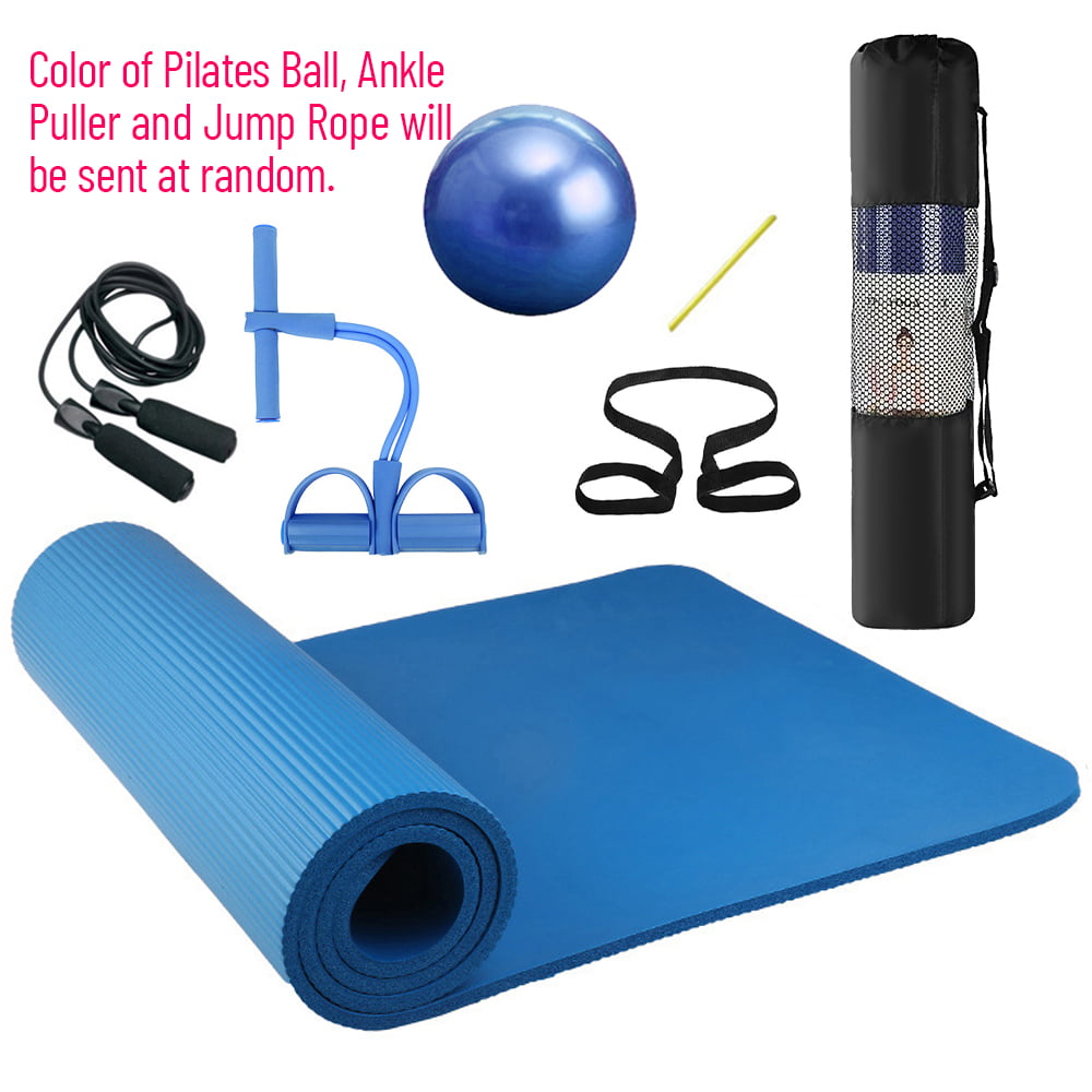 7Pcs Yoga Mat Set Pedal Tension Rope Pilate Ball Exercise Fitness Gym Workou 