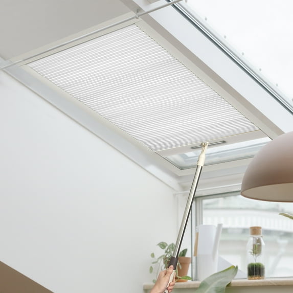 Keego Cordless Blackout Skylight Blinds Shades for Window Cellular Shades Suitable for Roof Inclined Plane Room Windows White 34"w x 60"h Excluding Telescopic Rods