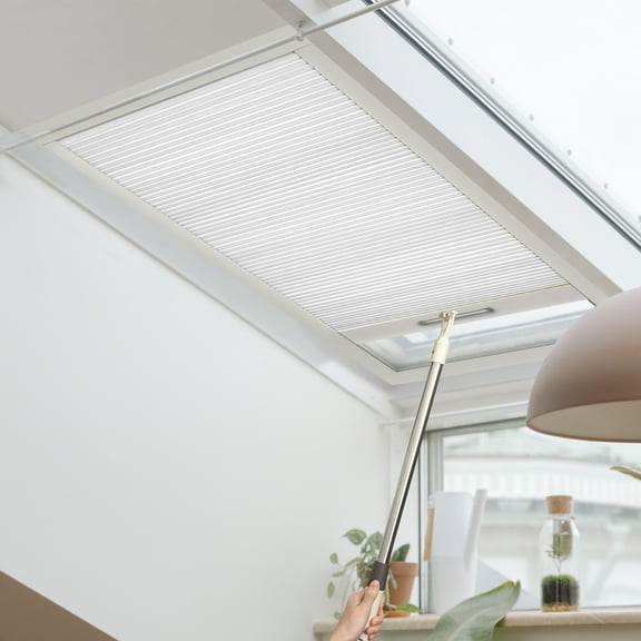 Keego Cordless Blackout Skylight Blinds Shades for Window Cellular Shades Suitable for Roof Inclined Plane Room Windows White 23"w x 36"h Excluding Telescopic Rods