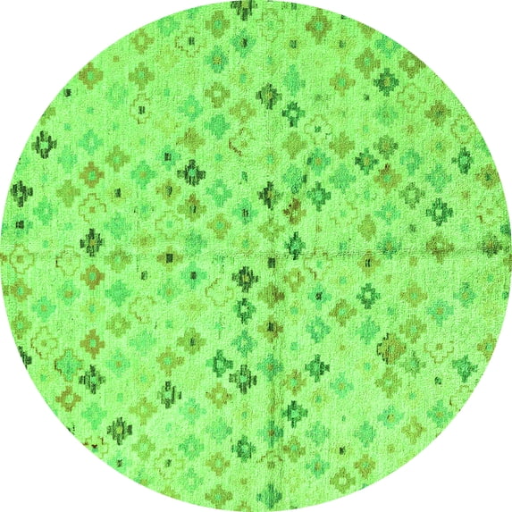 Ahgly Company Indoor Round Abstract Green Modern Area Rugs, 4' Round