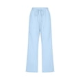 thumbnail image 3 of Womens Cotton Linen Capri Pants Casual Elastic High Waist Capris Pants with Pockets Active Workout Gym Running Athletic Pants, 3 of 5