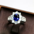 thumbnail image 3 of HeartsAndYou 2ct Natural Sapphire Diamond Floral Halo Baguette Accent Ring 14k REAL Rose Gold, 3 of 9