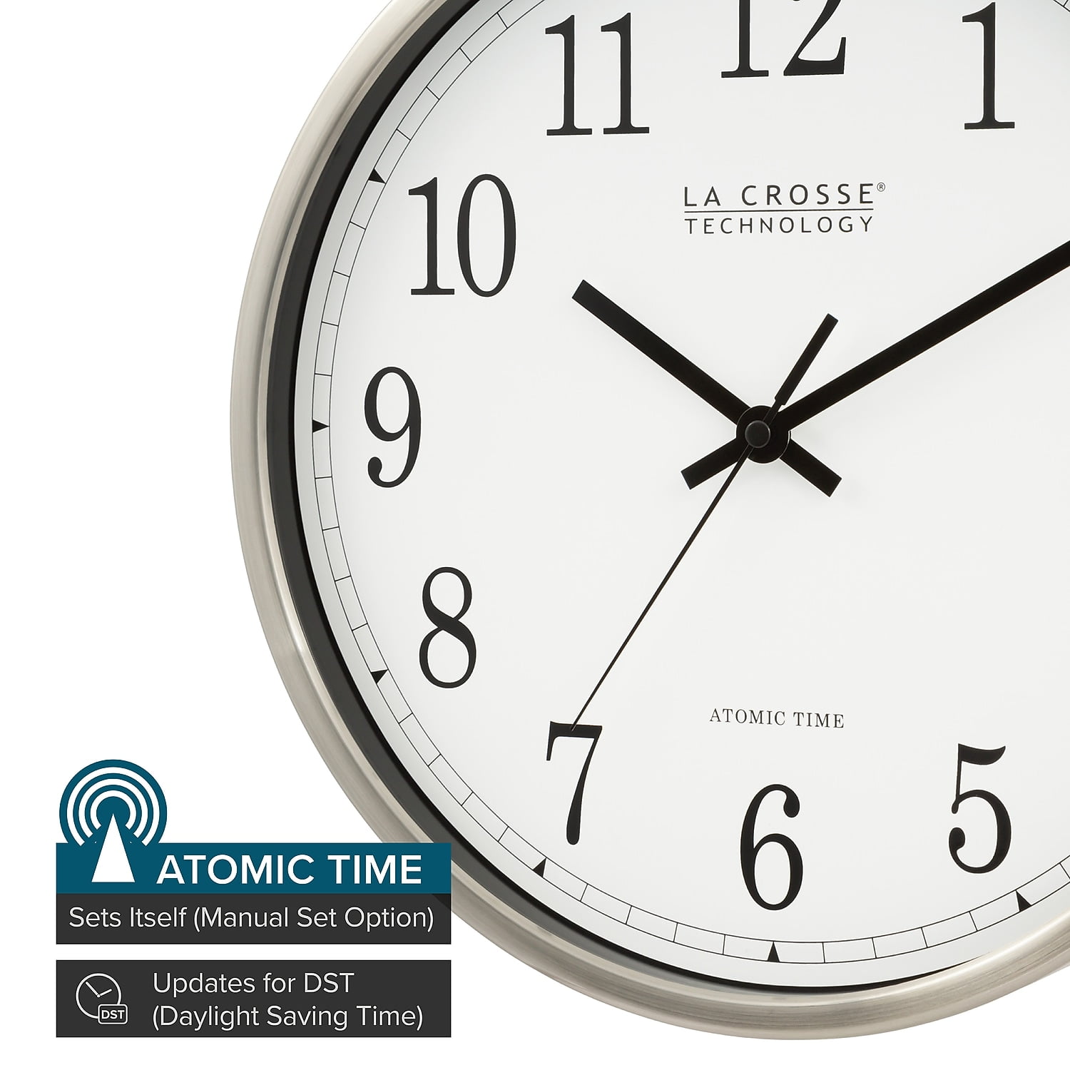 La Crosse Technology Wt-3126b 12" Stainless Steel Atomic Wall Clock