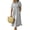 Grey, variant on Women's Summer Striped Midi Long Shirt Dress Casual Loose Short Sleeve Button Down Dress