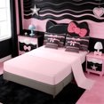 thumbnail image 3 of Erosebridal Dreamy Princess Bowknot 7 Pieces Bedding Comforter Set,Pink Black Vintage Floral Full Bedding Set For Kids,Pink Reversible, 3 of 7