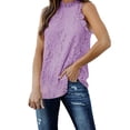 thumbnail image 1 of Playeras,Blusas y Tops,Ropa para Mujer Cultivo sin espalda Tank Top Mujeres encaje ganchillo ahueca hacia fuera las camisetas sin mangas blusa casual verano camisas sin mangas (Purple, XXL), 1 of 4