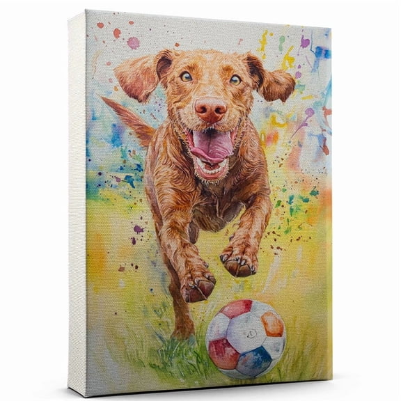 Wirehaired Vizsla Dog Stretched Canvas Size 8x12 – Soccer Canvas Print of Funny Wirehaired Vizsla Dog Wall Art, Soccer Sports Wall Decor, Home Decor, Dog Lover