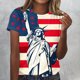 thumbnail image 2 of Mujeres Manga Corta Tops Cuello Redondo Impreso Casual Blusa, Imitación Rack Camiseta para el Verano, Lavado de Manos Casa Y Uso Diario, 2 of 7