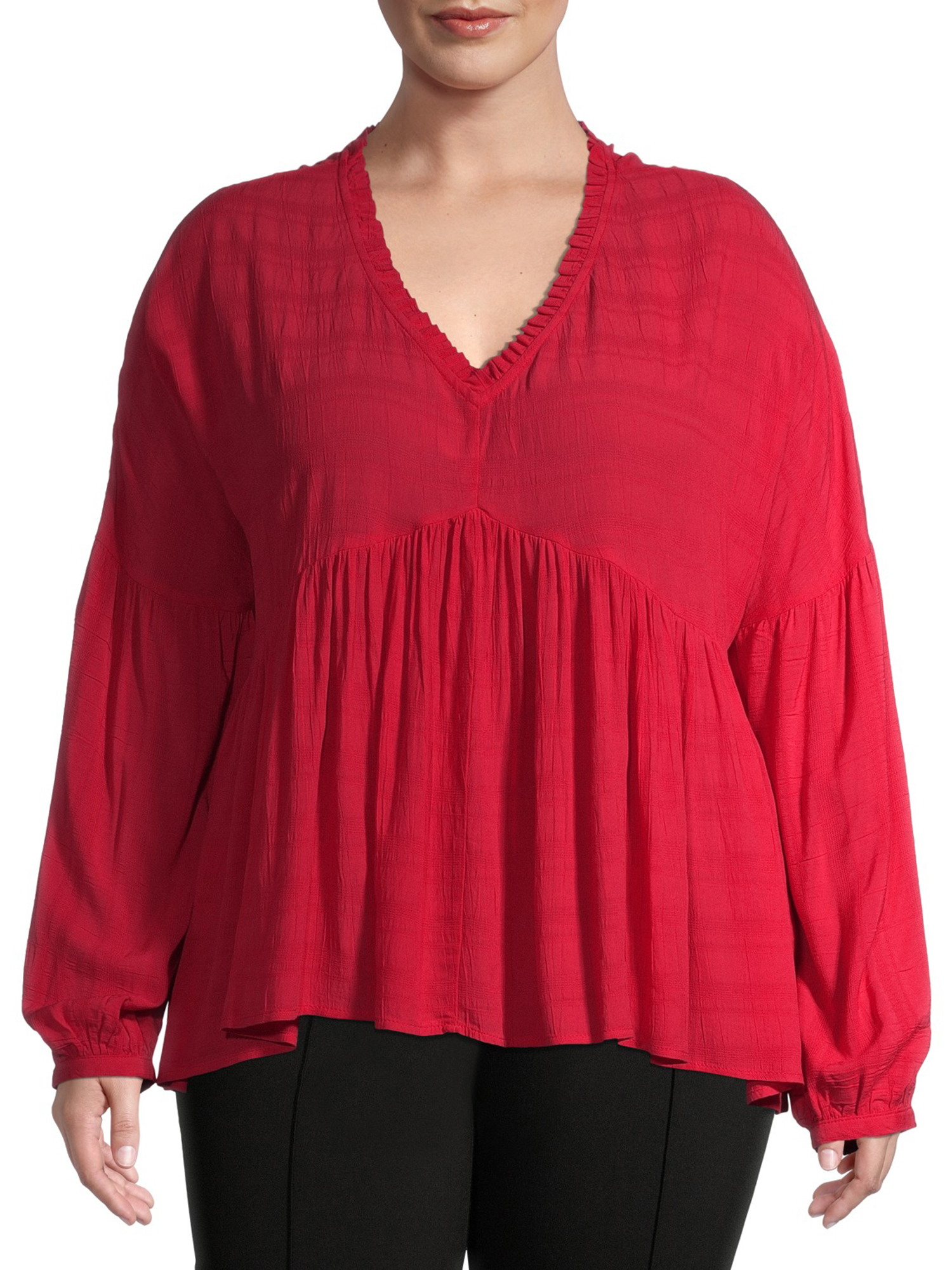 walmart time and tru ruffle sleeve top