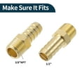 thumbnail image 4 of Conectores de espiga de latón 1/2" 3/8"NPT macho recto para aire, agua, aceite, gas, combustible, 2 piezas tono dorado, 4 of 6
