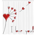 thumbnail image 3 of Ambesonne Love Shower Curtain, Dandelion with Hearts, 69"Wx75"L, Red Black White, 3 of 3