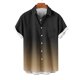 thumbnail image 4 of Blusa y camisa de manga corta con cuello vuelto para hombre, blusa informal de moda con cuello vuelto, estampado degradado, camisa de manga corta con botones, blusa de poliéster para hombre, 4 of 6