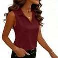 thumbnail image 4 of AUNVITO Women's Casual Summer Sleeveless Tank Top with Button-Down Collar Solid Color Fashion, 4 of 8