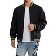 thumbnail image 1 of SUNSIOM Veste Bomber Légère pour Hommes Automne Imprimé Rayé Manches Longues Col Montant Zip Ajustée, 1 of 6