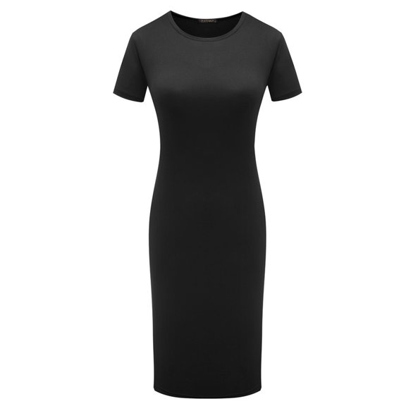 Aellinatey Women Summer Short Sleeve Solid Color Bodycon Package Hip Pencil Midi Long Dress