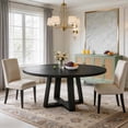 thumbnail image 1 of 47 in Round Dining Table for Dining Room, Kitchen Table for 4 Man, Farmhouse Dinner Table with Wooden Tabletop and Cross Base, 1 of 9
