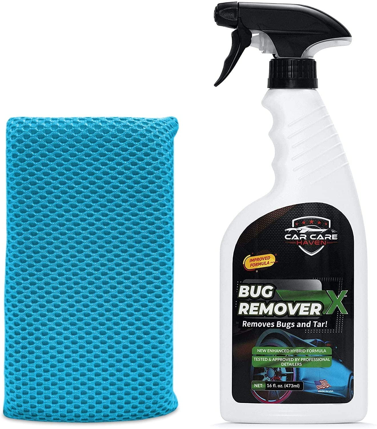 Car Care Haven Bug Remover X (Kit 16oz + Blue Microfiber Mesh Bug