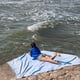 thumbnail image 5 of Toalla de playa MOMOMUS extra grande, 100% algodón, resistente a la arena, azul claro, 5 of 8