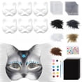 thumbnail image 2 of Dserhfy 6Pcs Cat Masque Kit DIY Hand Painting Blank Cat Masque with Fur Eye Mesh Felt Sheet Furry Animal Therian Masquerade Accessory for Carnival Cosplay Party, 2 of 8